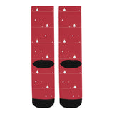 Christmas tree star snow red background Crew Socks