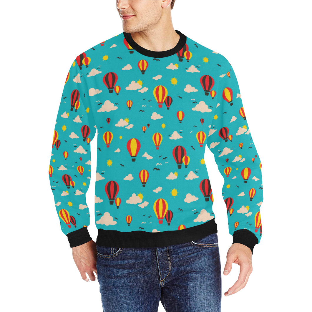 Hot Air Balloon Sky Pattern Men's Crew Neck Sweatshirt