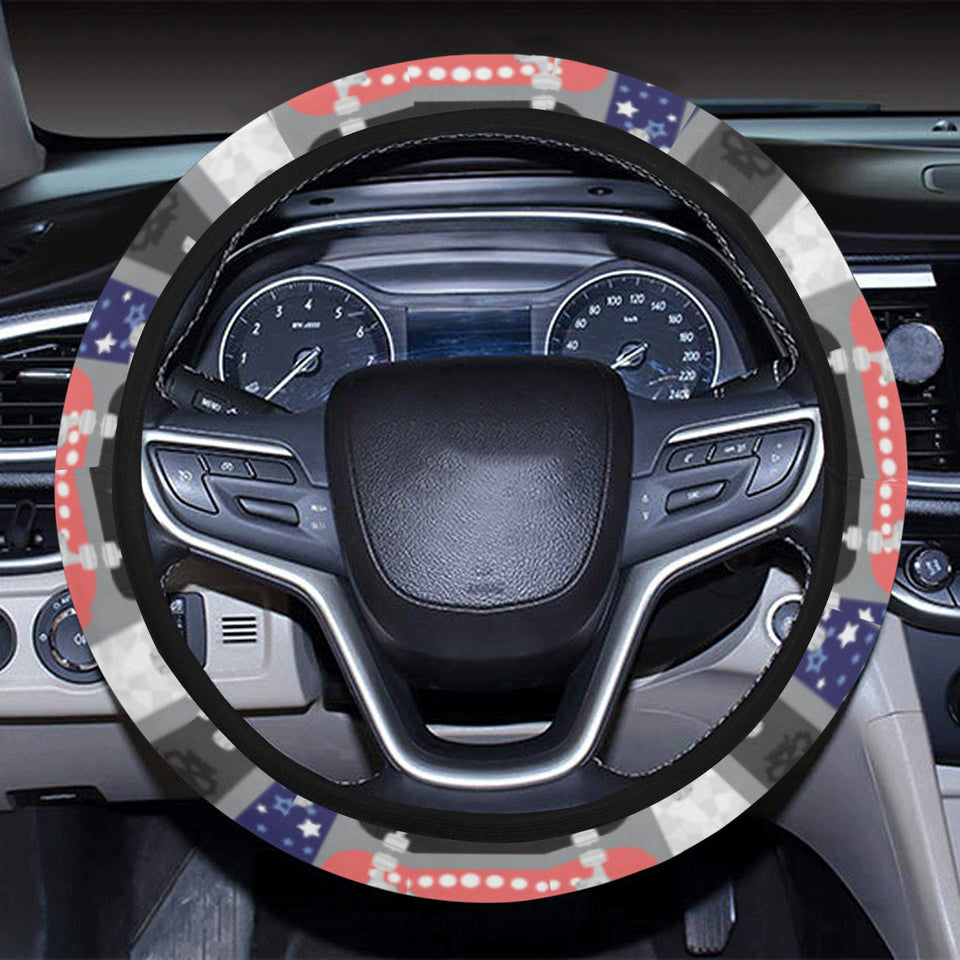 Skate Board Pattern Print Design 04 Car Steering Wheel Cover