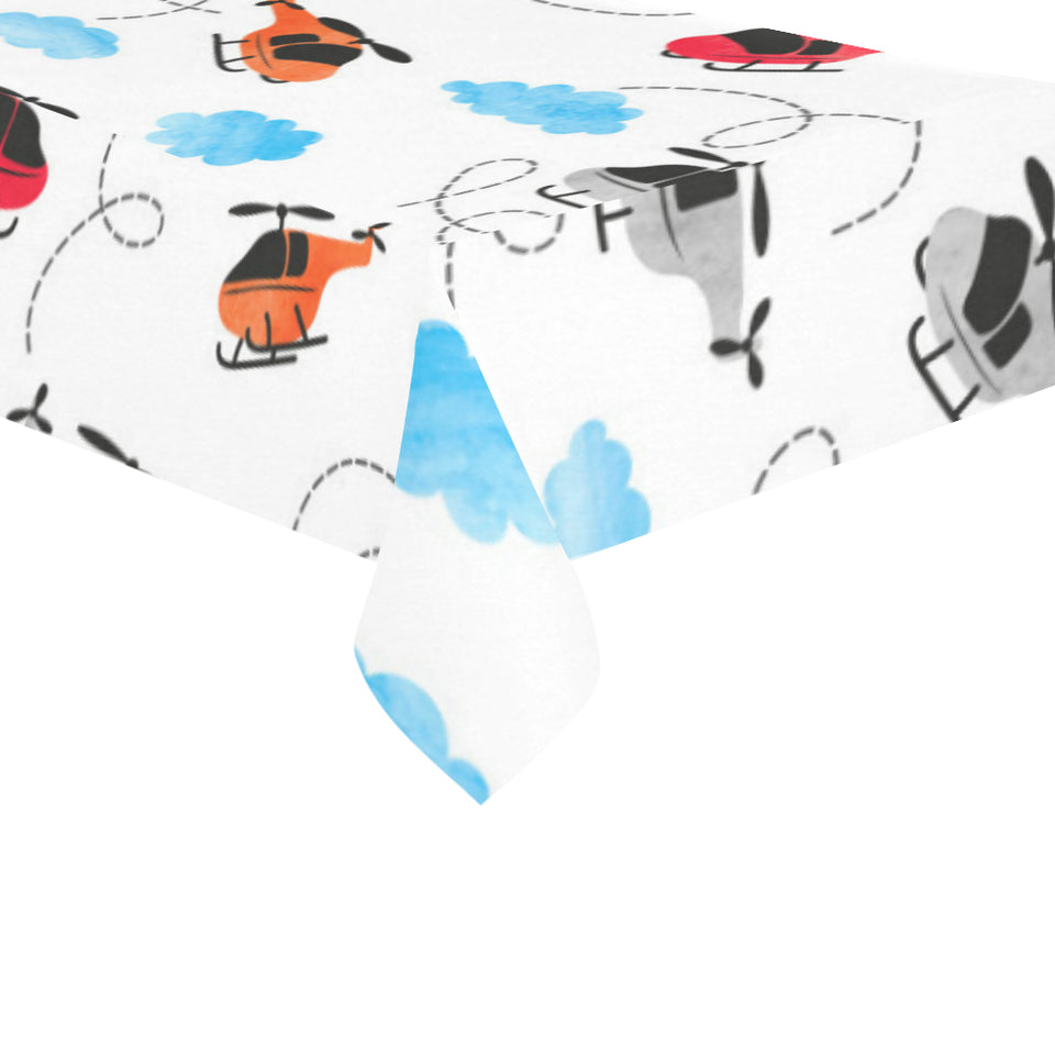 Watercolor helicopter cloud pattern Tablecloth