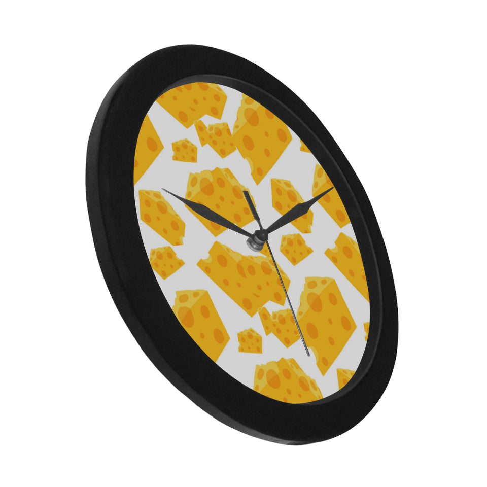 Cheese slice pattern Elegant Black Wall Clock