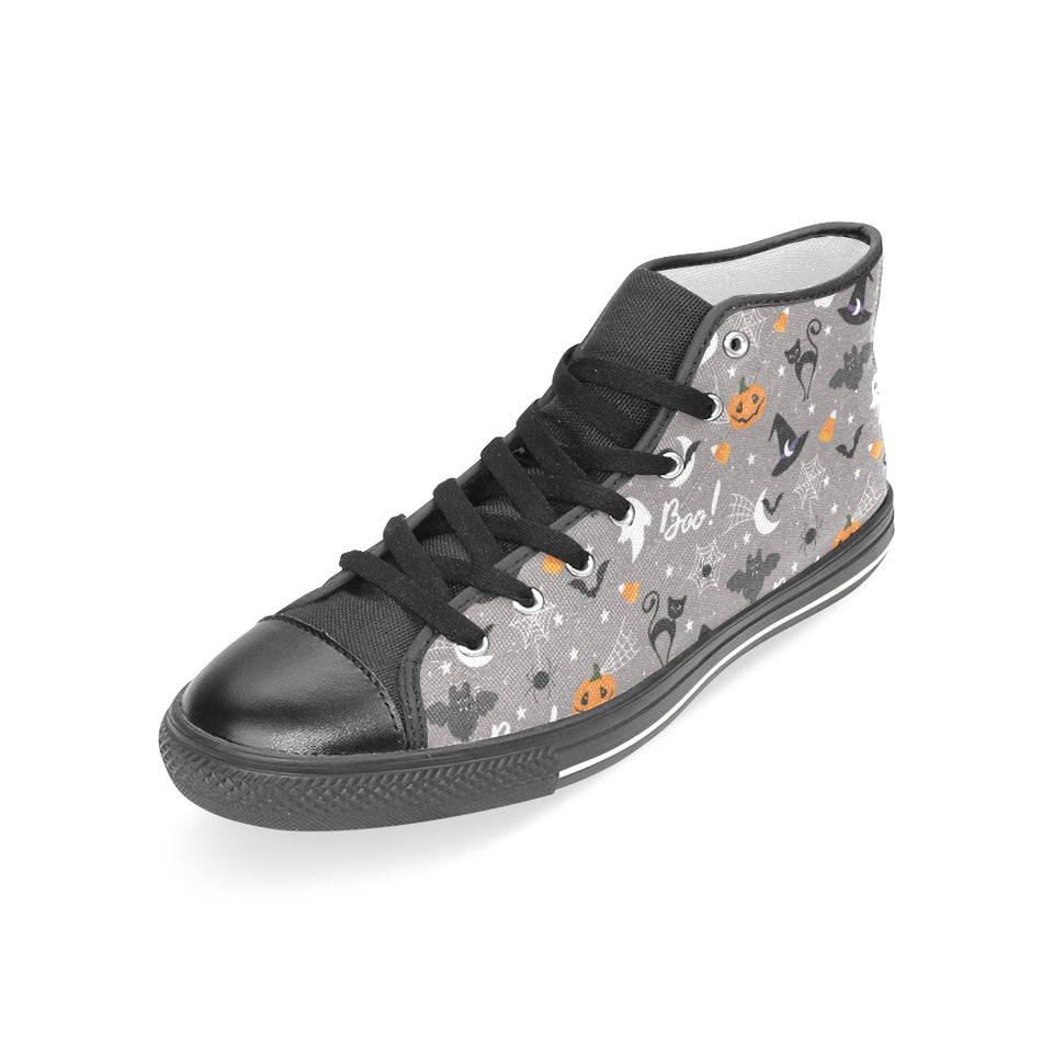 Halloween design pattern Women's High Top Canvas Shoes Black
