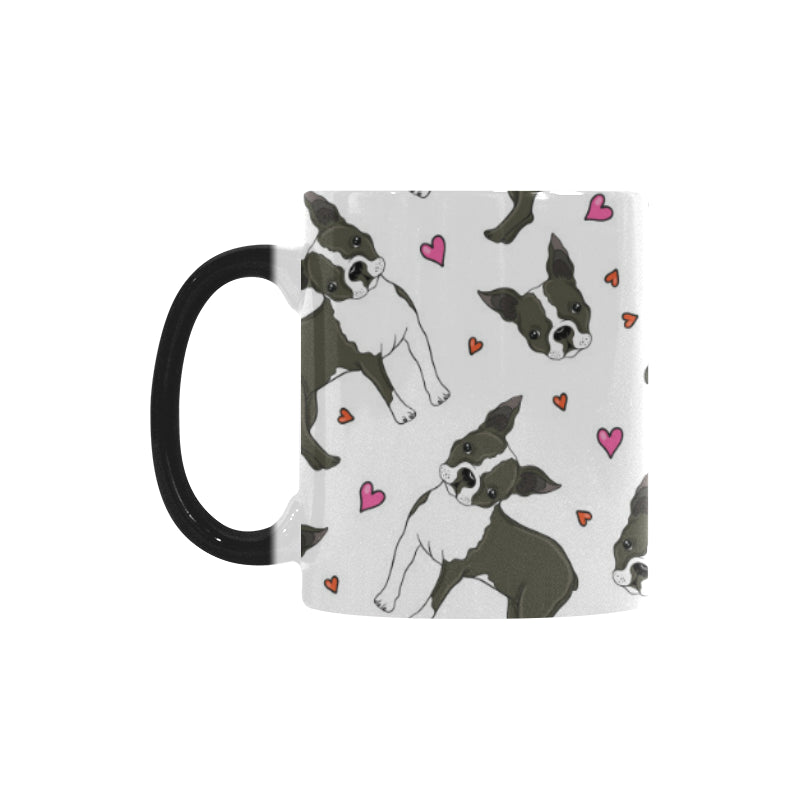Boston terrier dog hearts vector pattern Morphing Mug Heat Changing Mug
