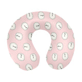 Clock pattern pink blackground U-Shaped Travel Neck Pillow