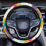 Colorful crow illustration pattern Car Steering Wheel Cover