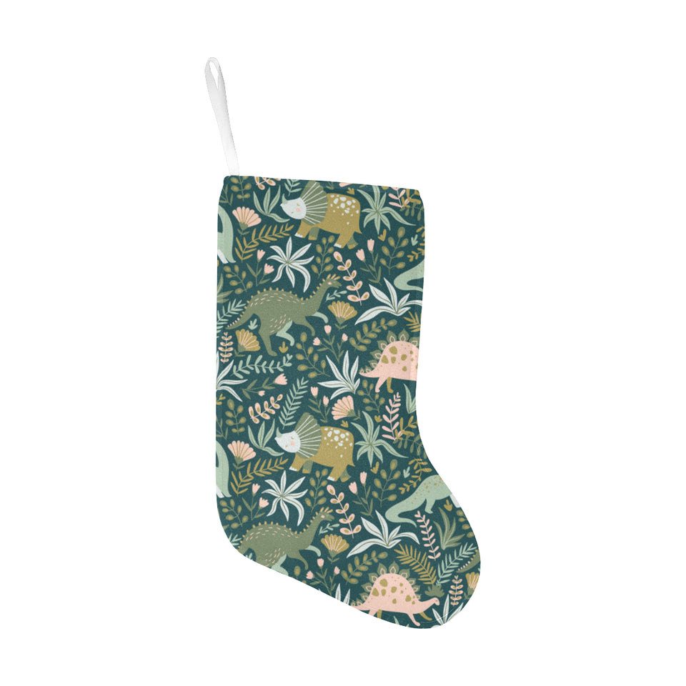 dinosaurs tropical leaves flower pattern Christmas Stocking