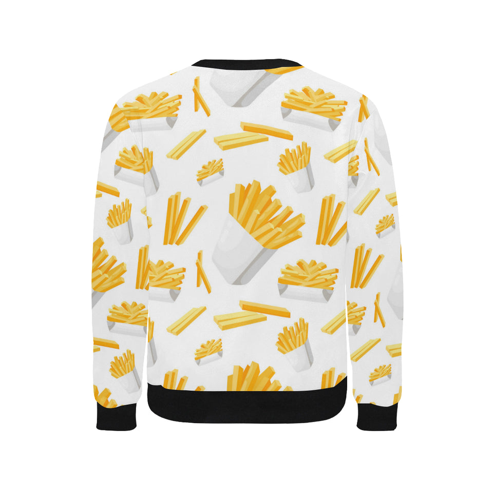 French fries white paper box pattern Men's Crew Neck Sweatshirt
