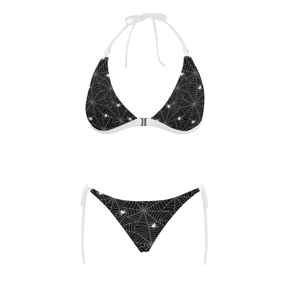 Spider web design pattern Black background white c Sexy Bikinis Two-Piece Swimsuits