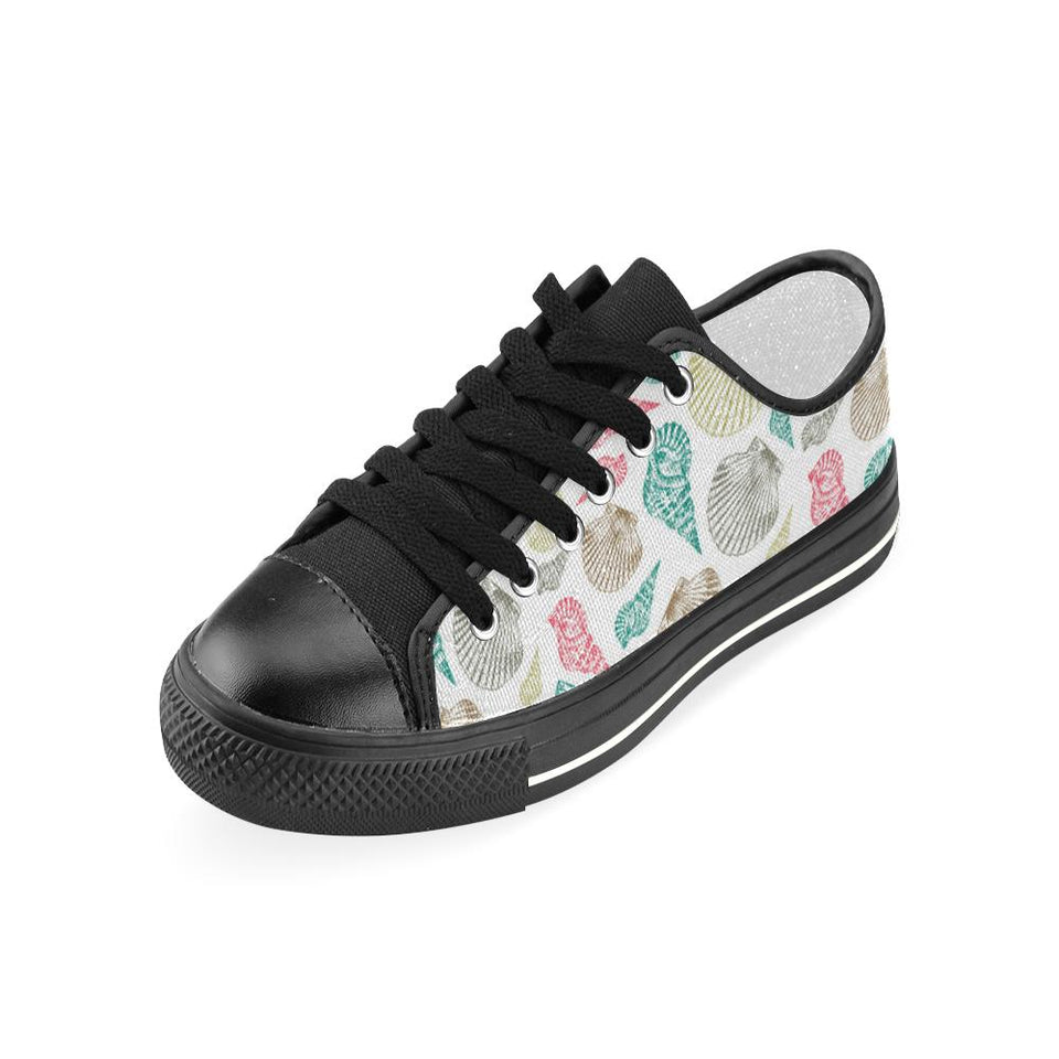 Colorful shell pattern Kids' Boys' Girls' Low Top Canvas Shoes Black
