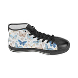 blue butterfly pattern Women's High Top Canvas Canvas Shoes Black