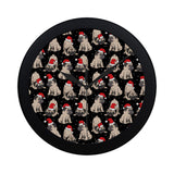 Christmas Pugs Santa_s red cap pattern Elegant Black Wall Clock
