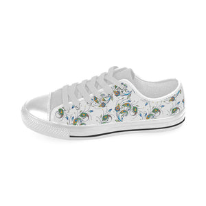 Peacock feather pattern Men's Low Top Shoes White