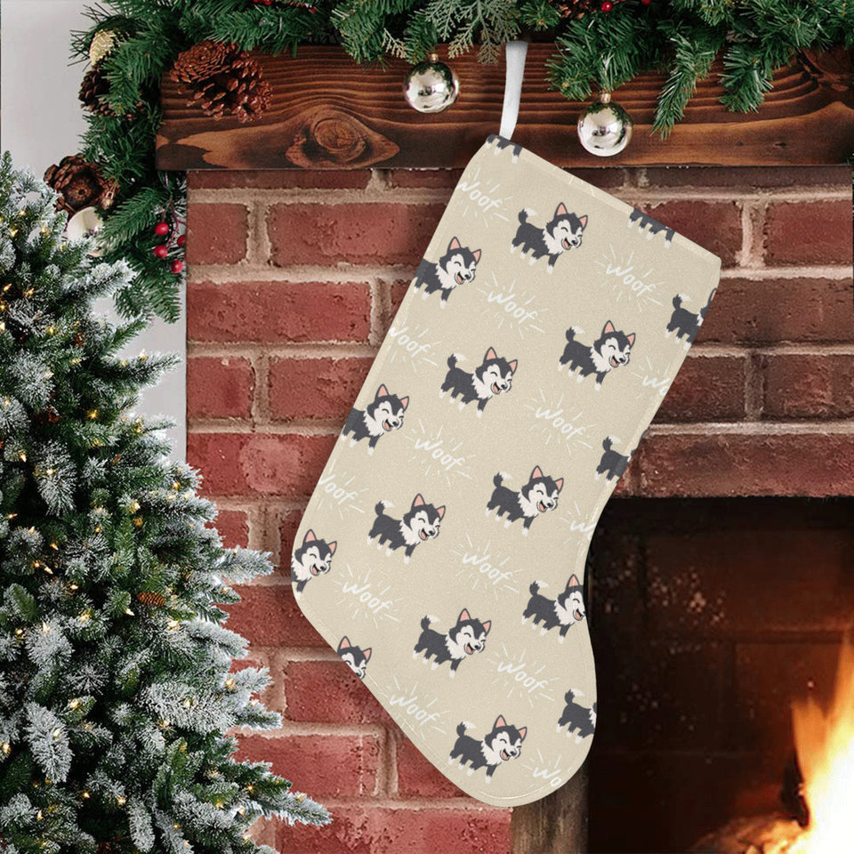 Cute Siberian Husky Christmas Stocking