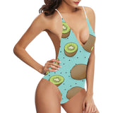 Kiwi blue background Women's One-Piece Swimsuit
