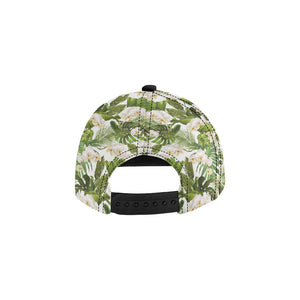 White orchid flower tropical leaves pattern All Over Print Snapback Cap