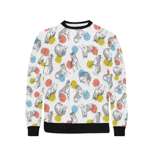 Siberian husky and colorful circle pattern Men's Crew Neck Sweatshirt