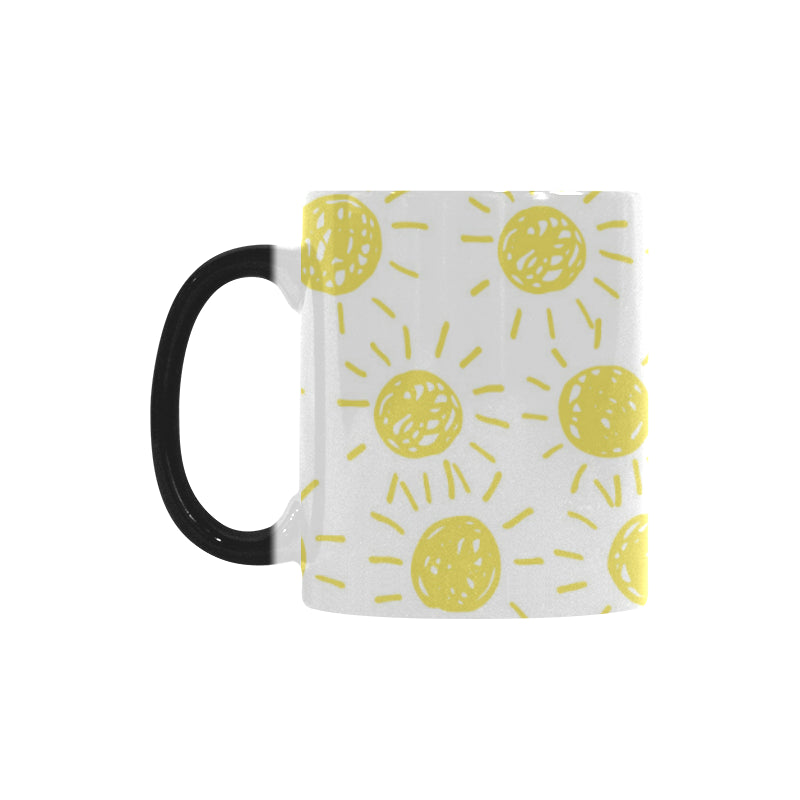 hand drawn sun pattern Morphing Mug Heat Changing Mug