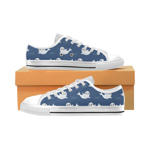 Cute white baby sea lion seal pattern Men's Low Top Shoes White