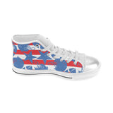 American football ball star stripes pattern Women's High Top Canvas Shoes White