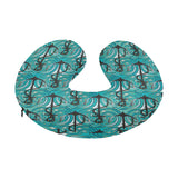 Anchor nautical green background U-Shaped Travel Neck Pillow