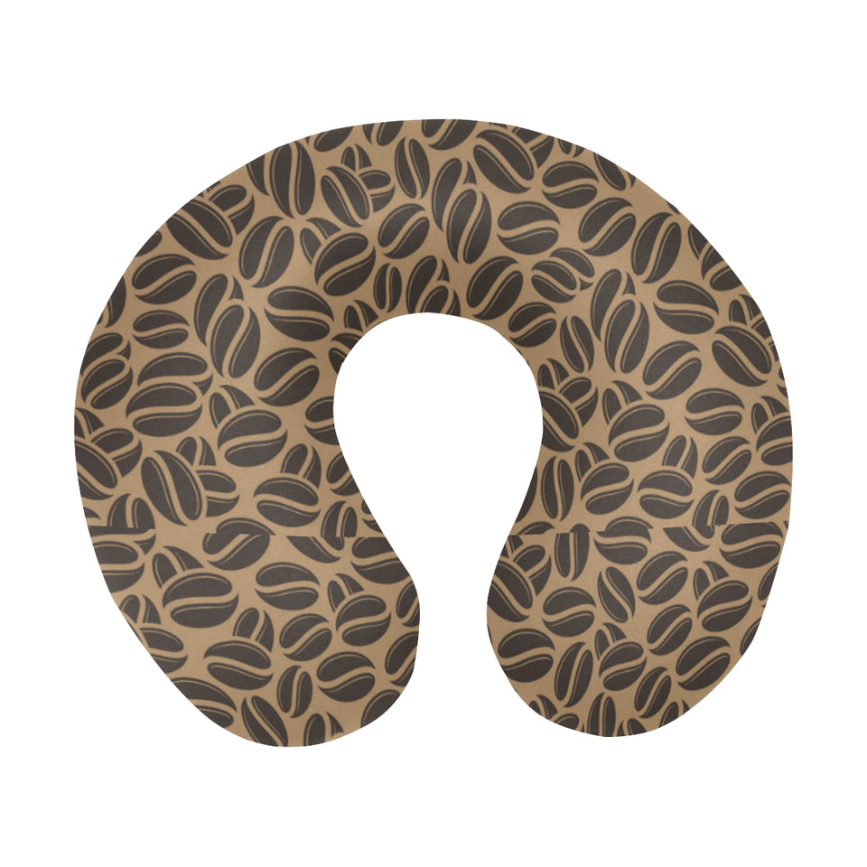 Coffee bean on brown background U-Shaped Travel Neck Pillow