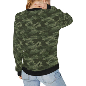Digital Green camouflage pattern Women's Crew Neck Sweatshirt