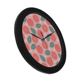 Grapefruit leaves flower pink background Elegant Black Wall Clock