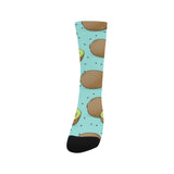 Kiwi blue background Crew Socks