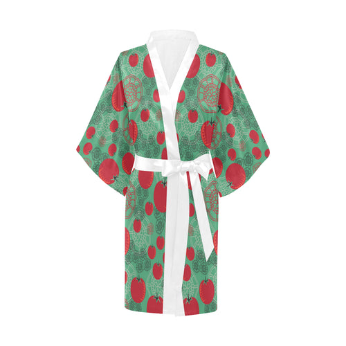 Tomato design pattern Women's Short Kimono Robe