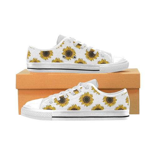 sunflowers design pattern Men's Low Top Shoes White