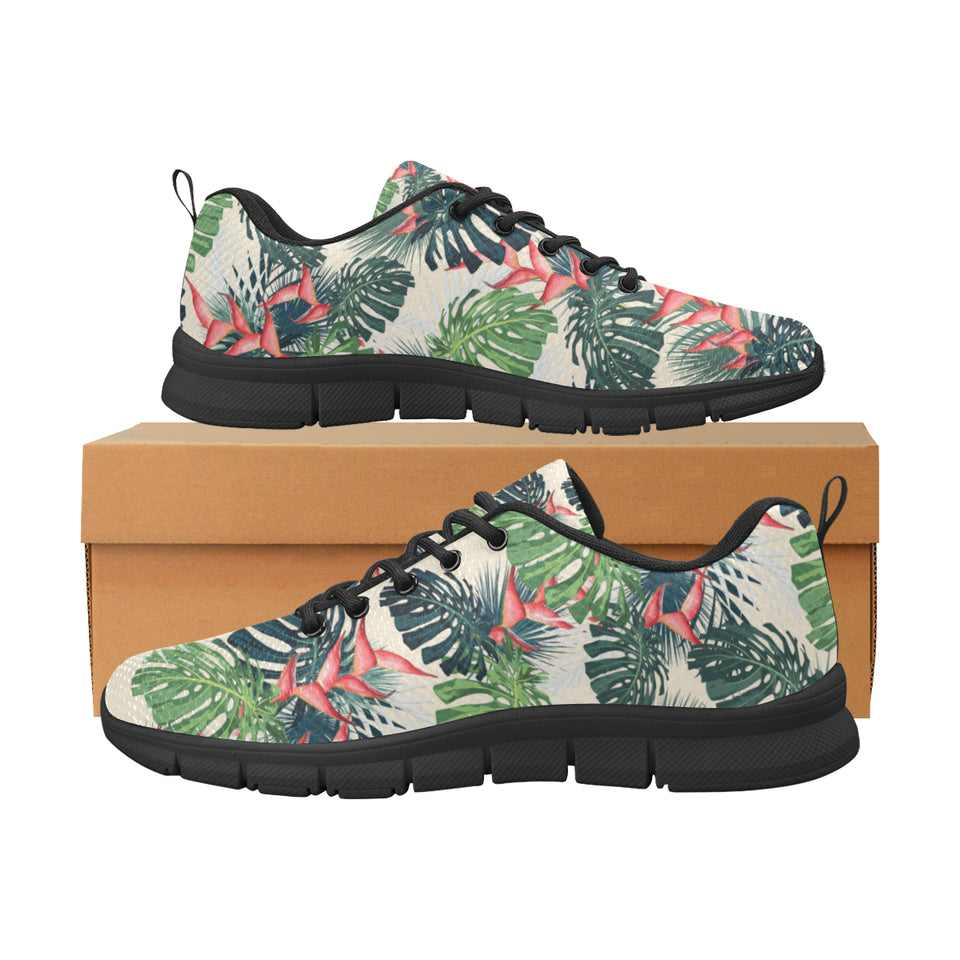 heliconia flowers, palm and monstera leaves Men's Sneaker Shoes