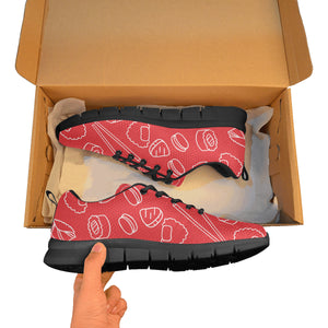 sushi pattern red background Women's Sneaker Shoes