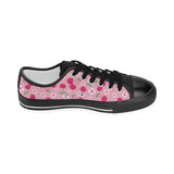 cherry flower pattern pink background Kids' Boys' Girls' Low Top Canvas Shoes Black
