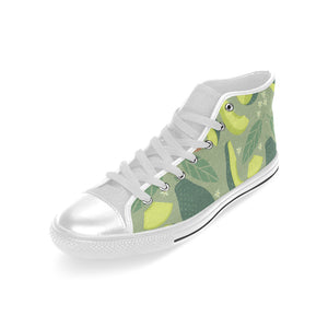 Avocado pattern Men's High Top Canvas Shoes White