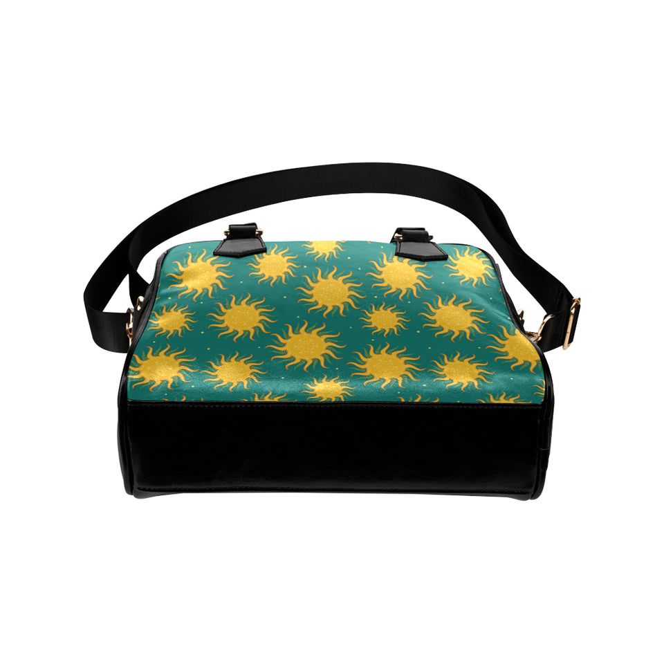 Sun green background Shoulder Handbag