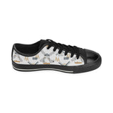 windmill pattern Men's Low Top Canvas Shoes Black