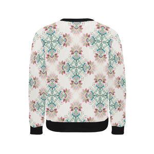Square floral indian flower pattern Men's Crew Neck Sweatshirt