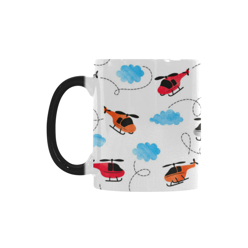 Watercolor helicopter cloud pattern Morphing Mug Heat Changing Mug
