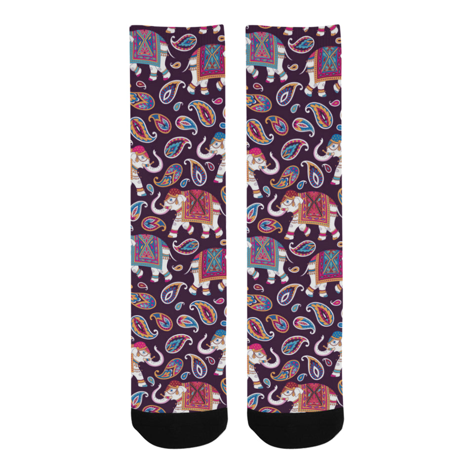 Elephant indian style ornament pattern Crew Socks