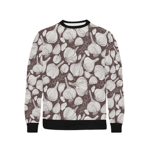 Garlic bulb dark background Men's Crew Neck Sweatshirt
