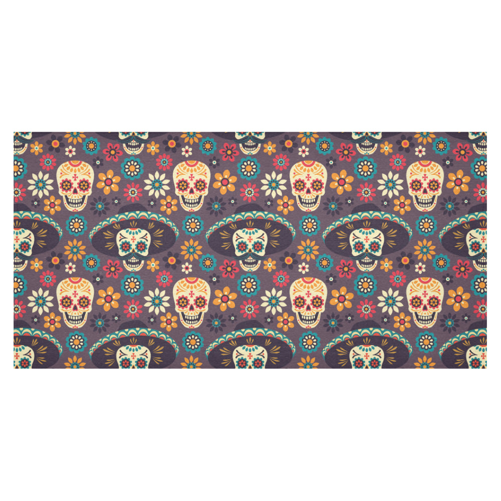 Sugar skulls flower maxican pattern Tablecloth