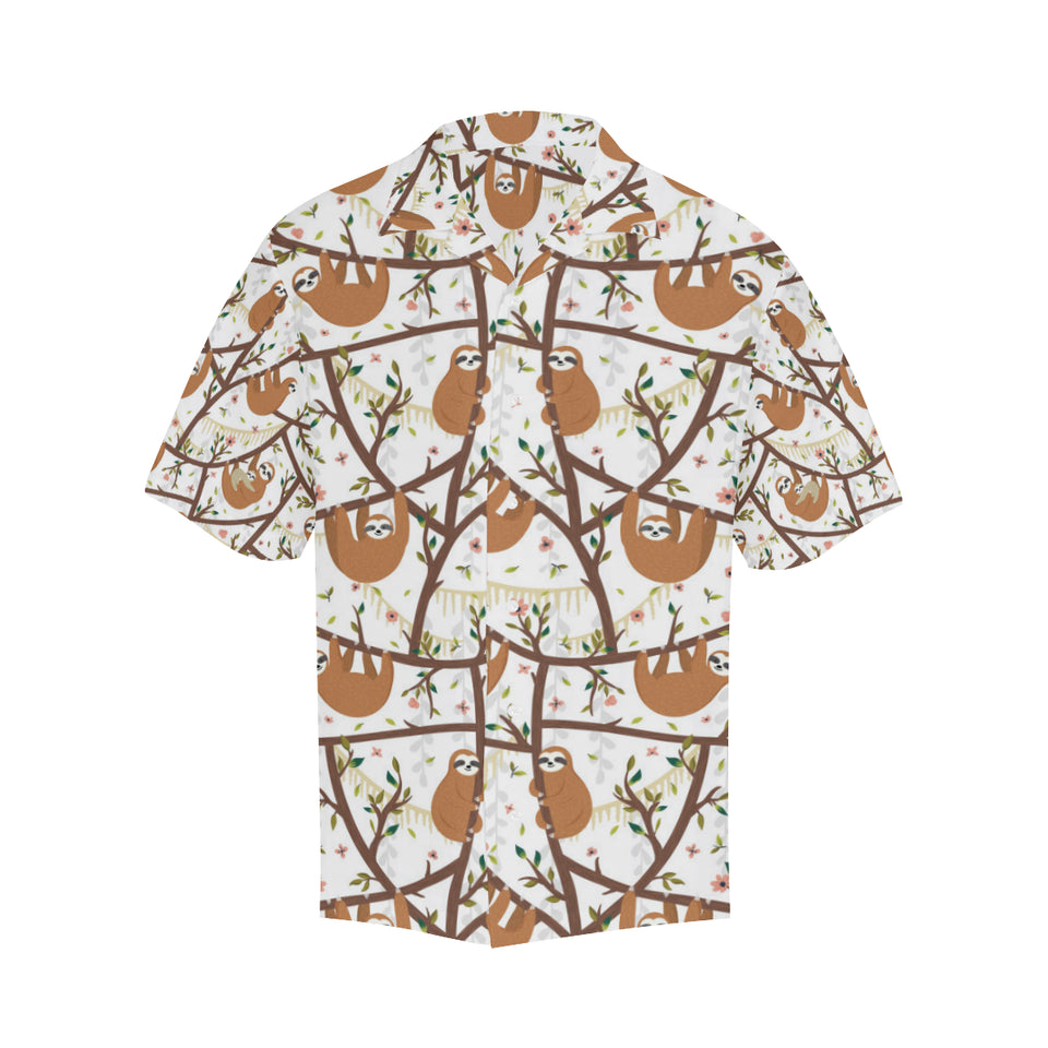 Sloths hanging on the tree pattern Men's All Over Print Hawaiian Shirt