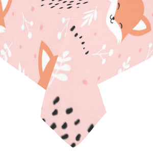 Cute fox pattern pink background Tablecloth