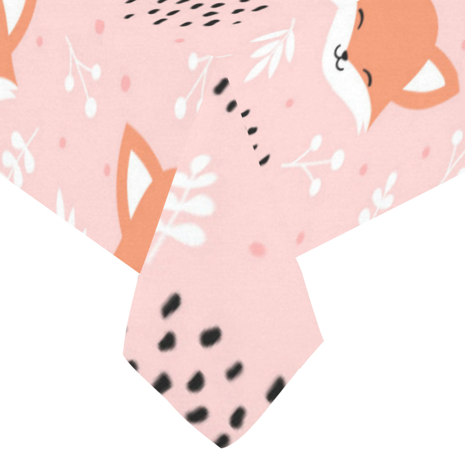 Cute fox pattern pink background Tablecloth
