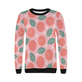 Grapefruit leaves flower pink background Women's Crew Neck Sweatshirt