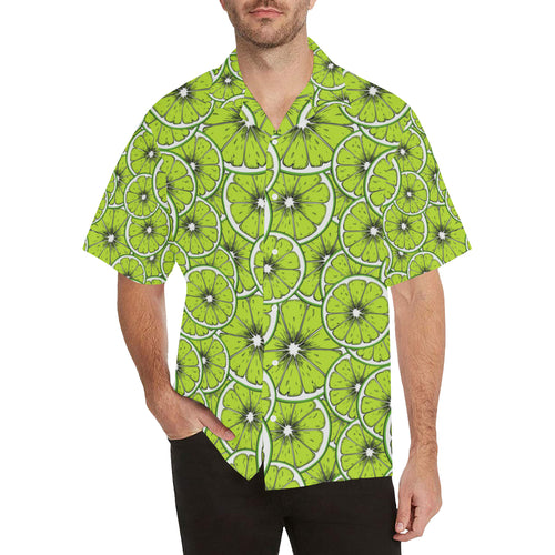 Slices of Lime design pattern Men's All Over Print Hawaiian Shirt
