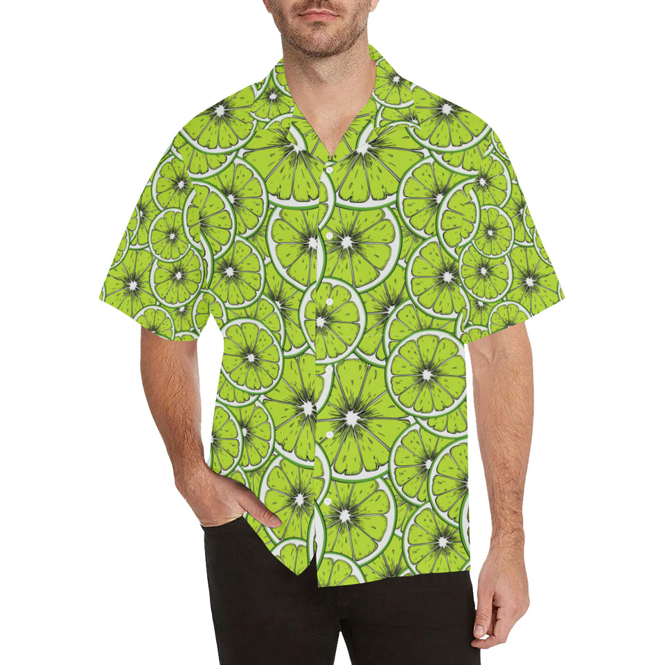 Slices of Lime design pattern Men's All Over Print Hawaiian Shirt