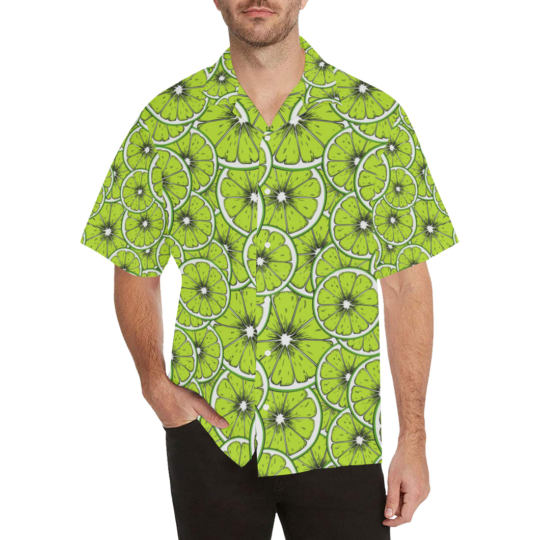 Slices of Lime design pattern Men's All Over Print Hawaiian Shirt