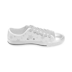 Snowflake pattern white background Men's Low Top Shoes White
