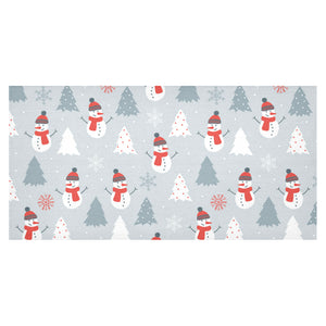 Snowman christmas tree snow gray background Tablecloth
